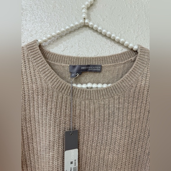 NWT 360 Cashmere M color block knit 100% cashmere sweater - Picture 3 of 10